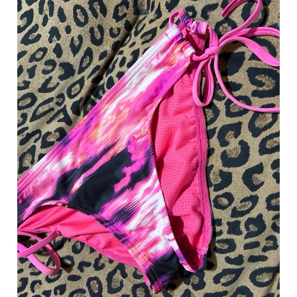 Oakley Pink Ocean Minded Side Tie Bikini Bottoms,‎ Small